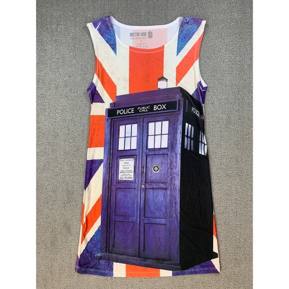 Doctor Who x Her Universe Tardis Union Jack Sheath Dress Size Large - Picture 1 of 5